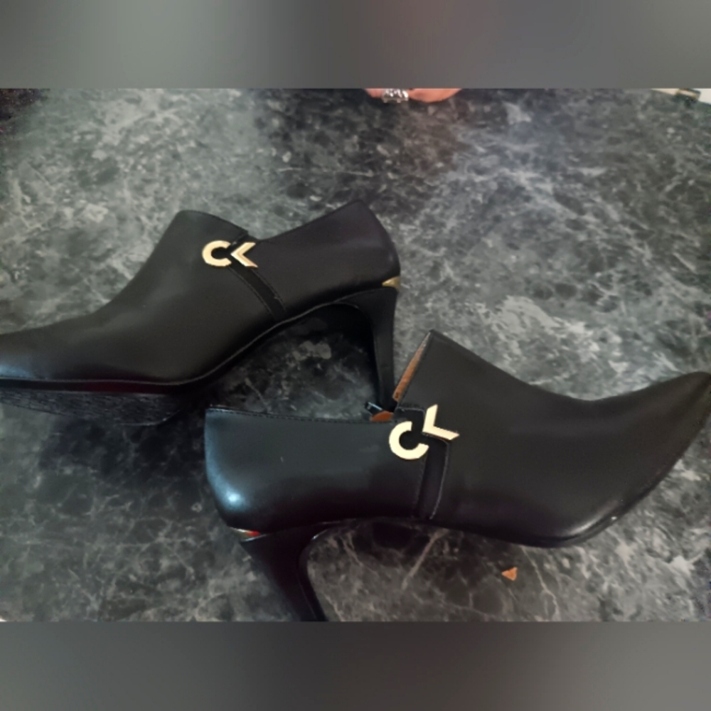 Black Women's Heels With Gold Embellishments From Calvin Klein